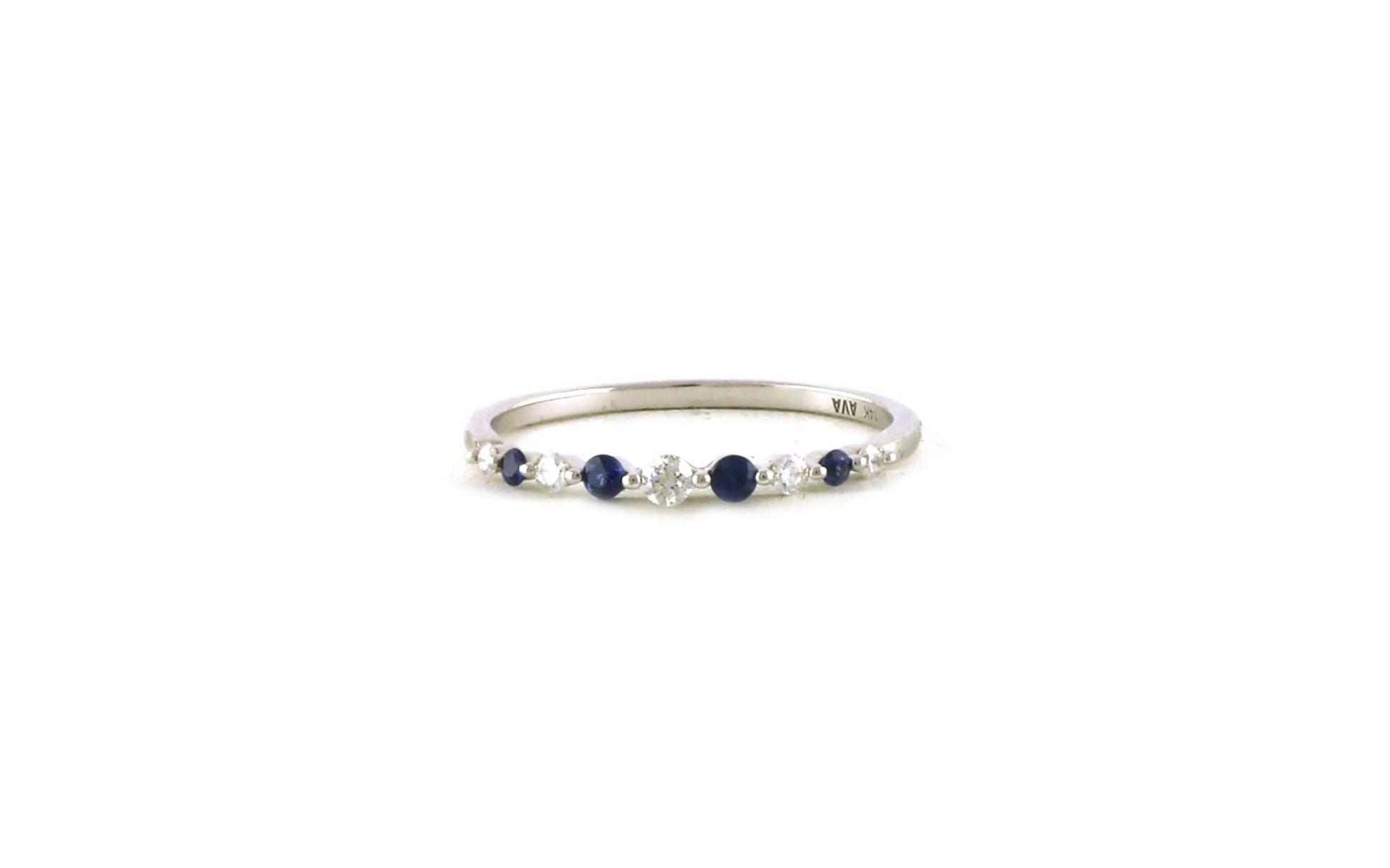 9-Stone Graduated Single Share-Prong Sapphire and Diamond Ring in White Gold (0.23cts TWT)