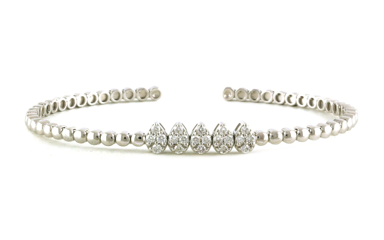 Five Pear Cluster Diamond Flexible Cuff Bracelet in White Gold (0.39cts TWT)
