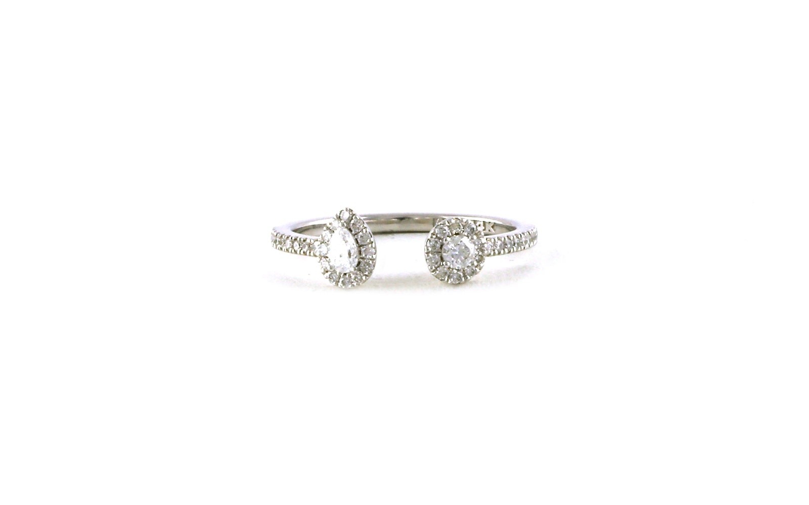 2-Stone Halo Negative Space Diamond Ring in White Gold (0.59cts TWT)