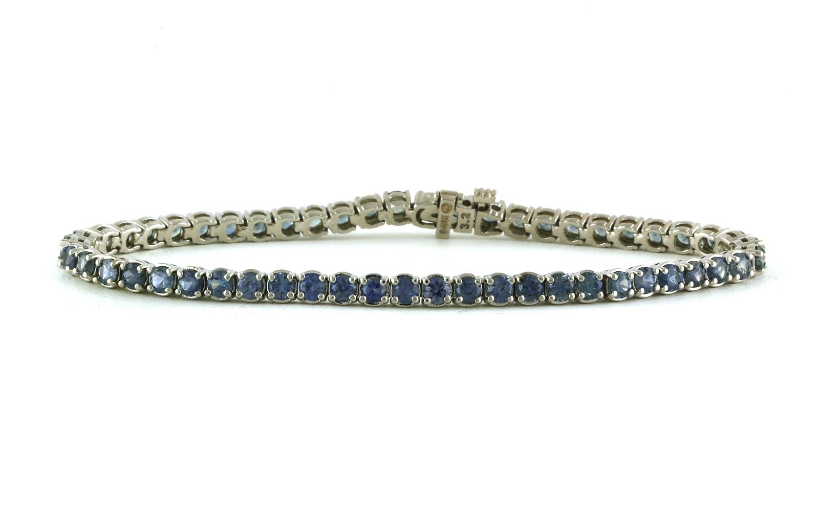 Blue-to-Green Ombre Montana Sapphire Line Bracelet in White Gold (6.73cts TWT) Front