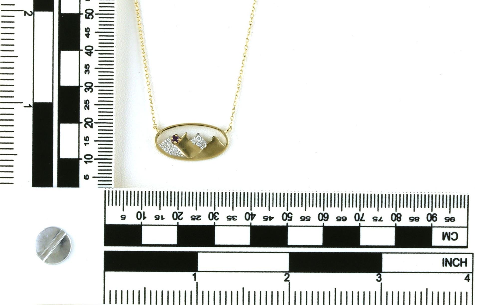 Montana Yogo Sapphire Oval Mountain Necklace with Diamonds in Yellow Gold (0.23cts TWT) scale