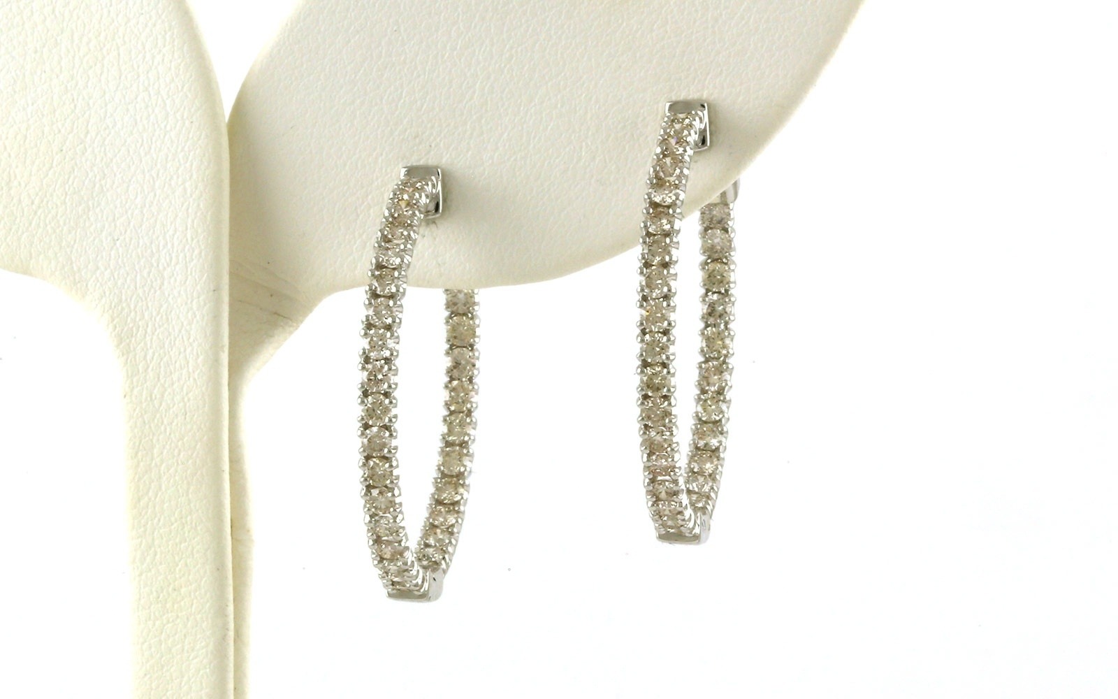 Inside Outside Pave Diamond Hoop Earrings in White Gold (2.00cts TWT)