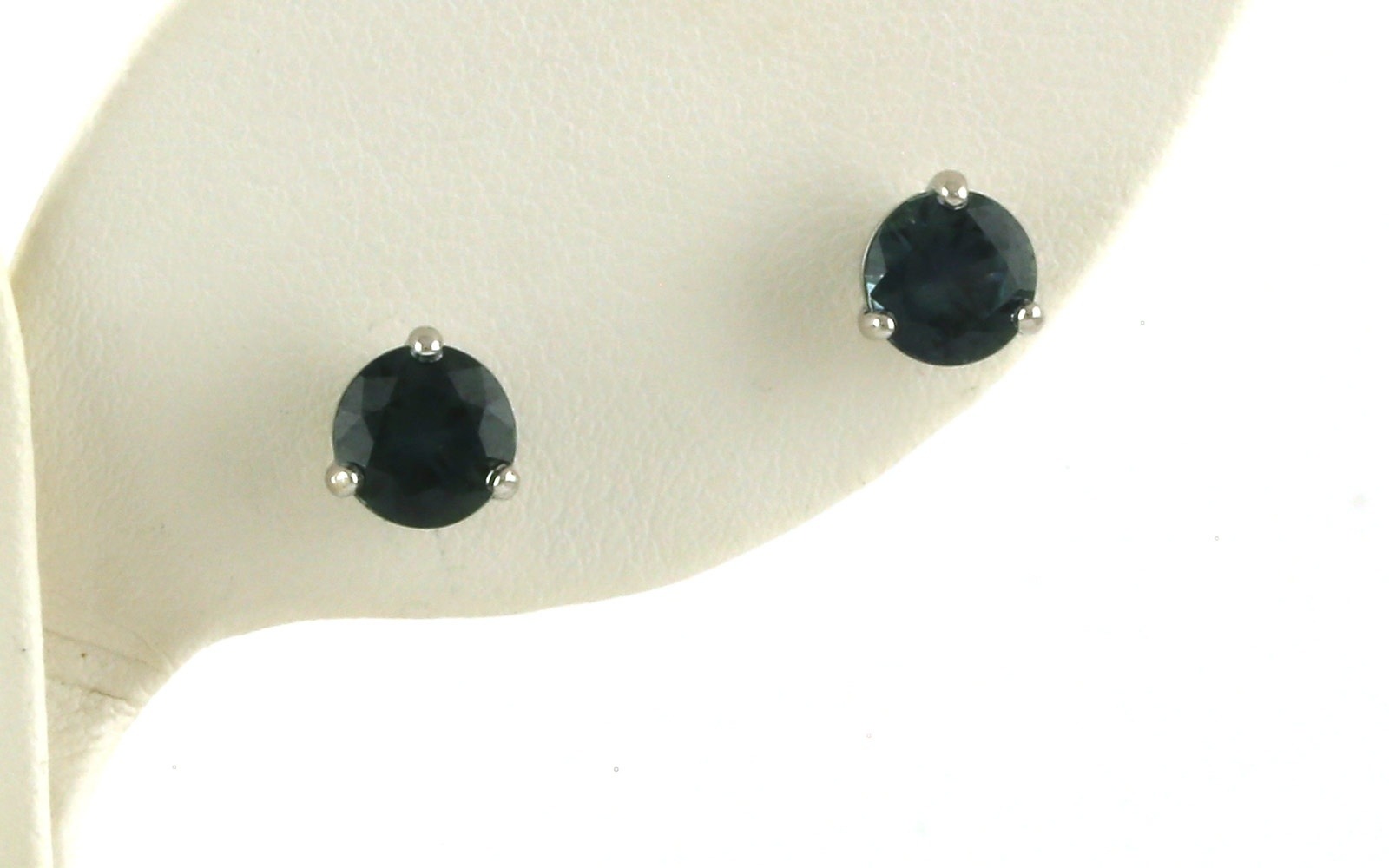 Montana Sapphire Stud Earrings in 3-Prong Basket Setting in White Gold (2.03cts TWT)