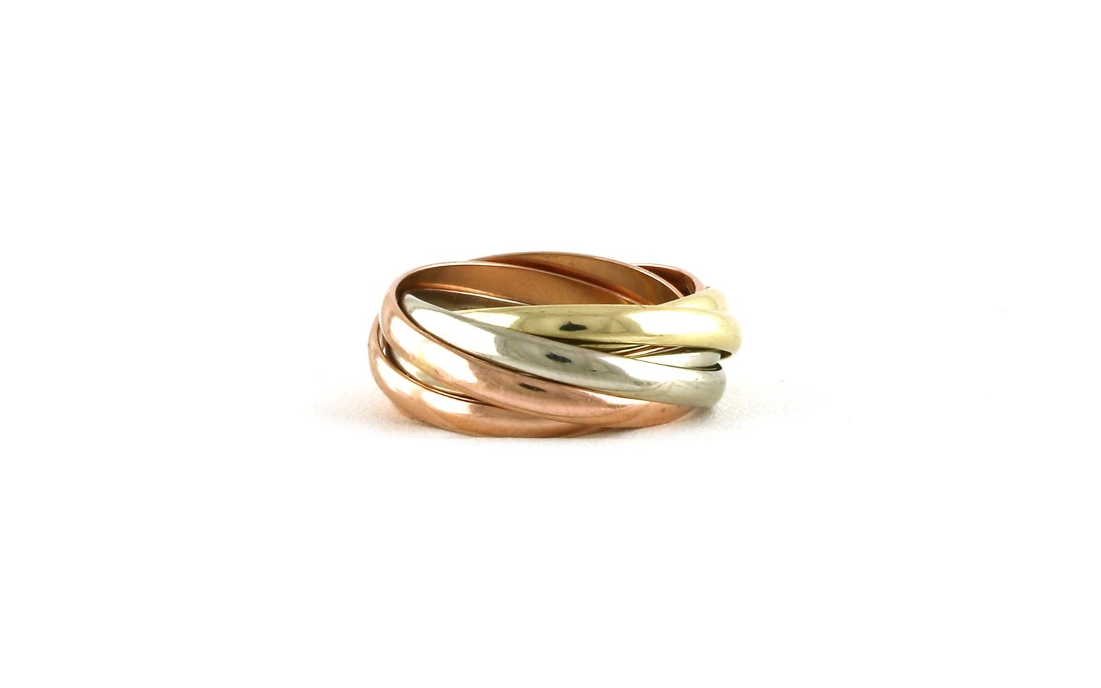Estate Piece: 7-Band Rolling Ring in Tri-Tone Yellow, Rose and White Gold