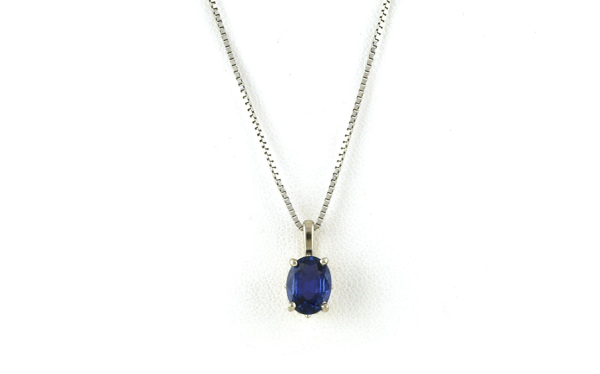 4-Prong Solitaire-style Oval-cut Montana Yogo Sapphire Necklace in White Gold (1.32cts)