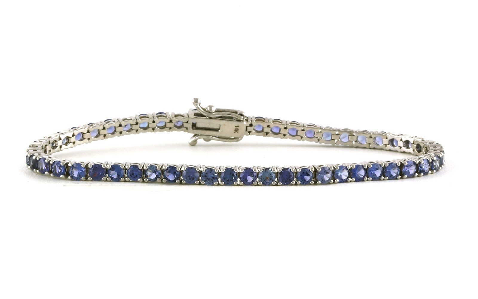Montana Yogo Sapphire Tennis Bracelet in White Gold (6.69cts TWT)
