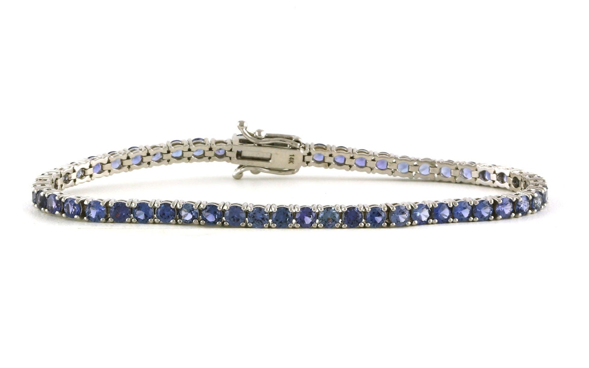 Montana Yogo Sapphire Tennis Bracelet in White Gold (6.69cts TWT)