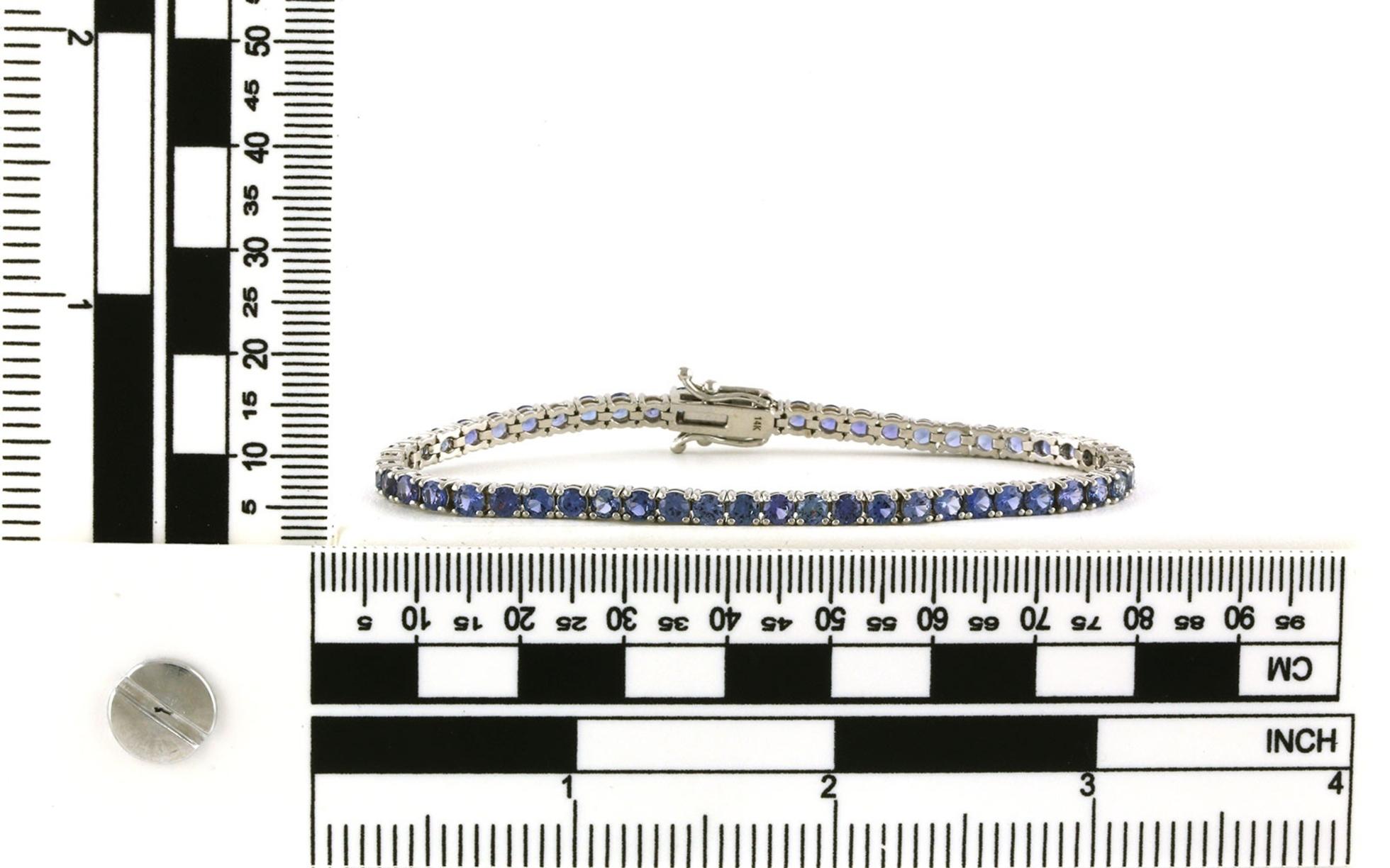 Montana Yogo Sapphire Tennis Bracelet in White Gold (6.69cts TWT) - Scale