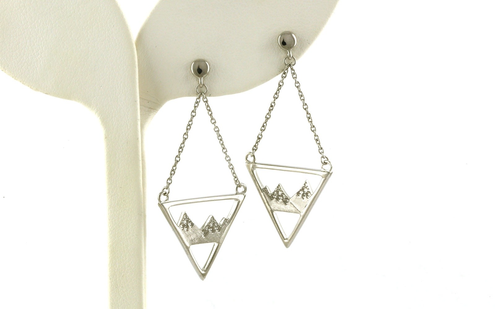 Triangle Mountain Silhouette Dangle Stud Earrings in Sterling Silver