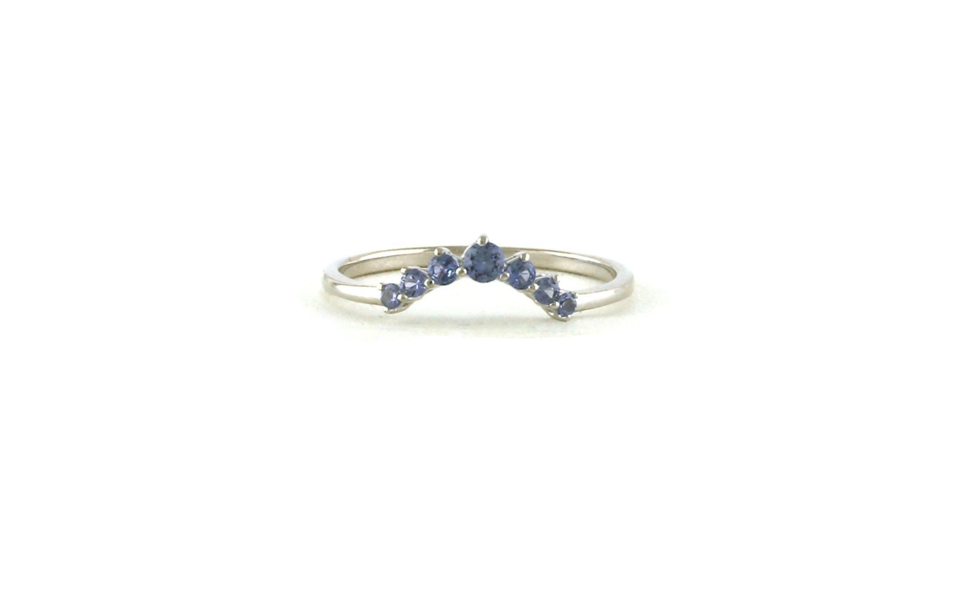 Curved Half Starburst Montana Yogo Sapphire Ring in White Gold (0.25cts TWT)