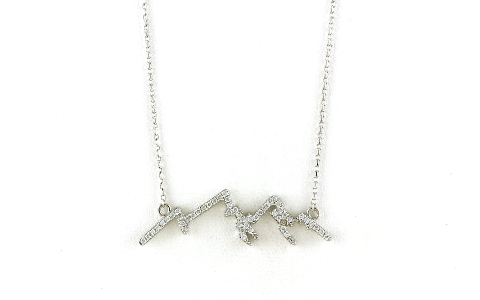 Mountain Silhouette Diamond Necklace with Split Chain in White Gold (0.25cts TWT)