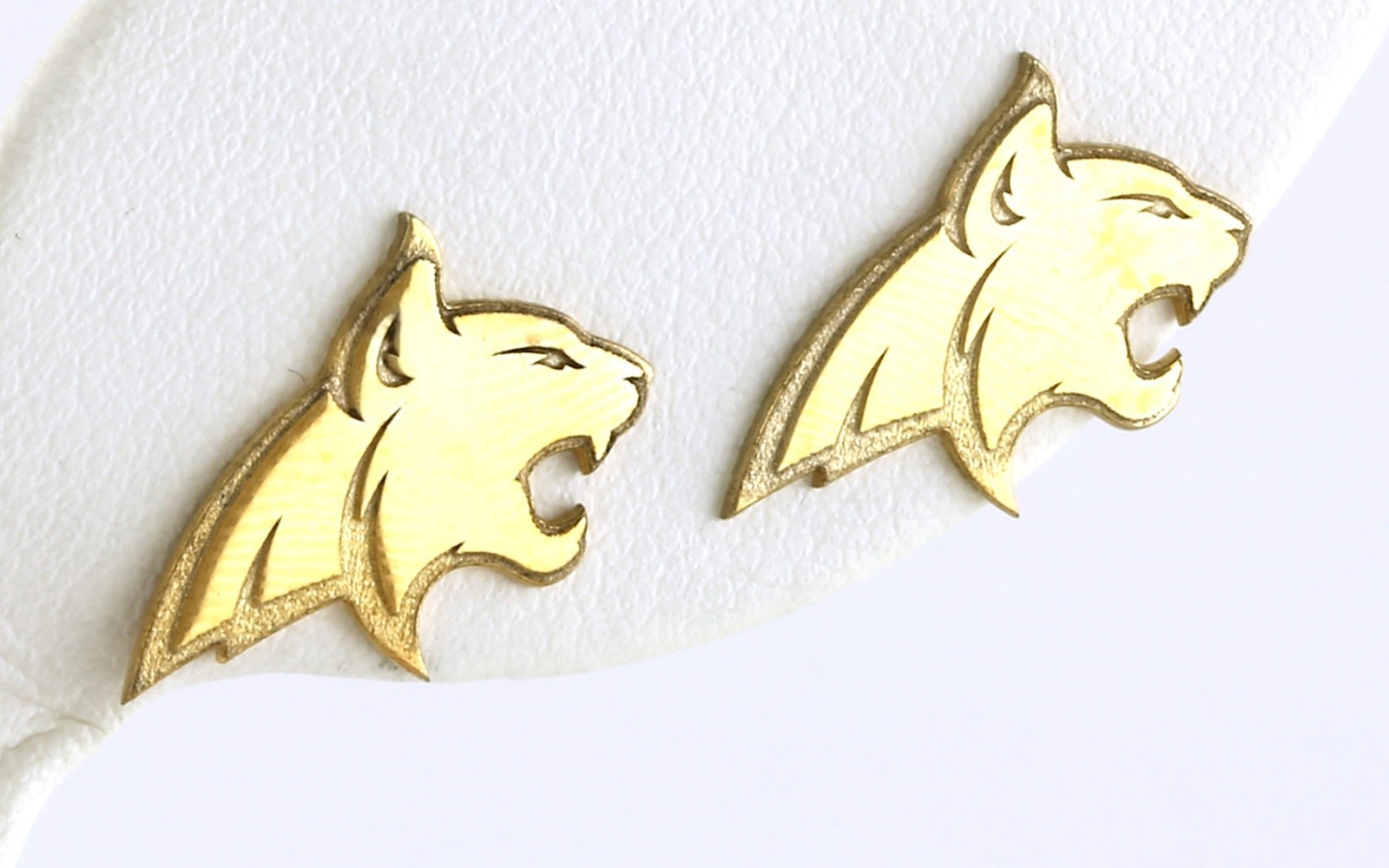 Official Bobcat Stud Earrings in Yellow Gold - Display