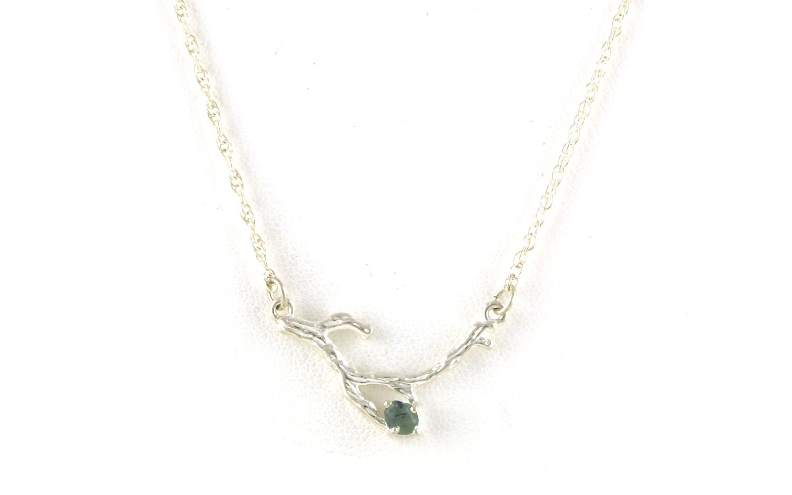 Organic Branch Green Montana Sapphire on Split Chain Necklace in Sterling Silver