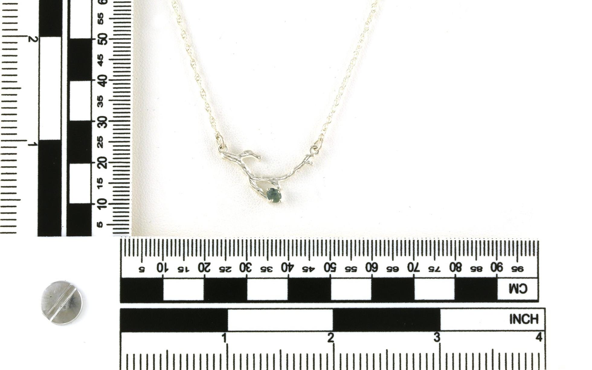 Organic Branch Green Montana Sapphire on Split Chain Necklace in Sterling Silver - Scale