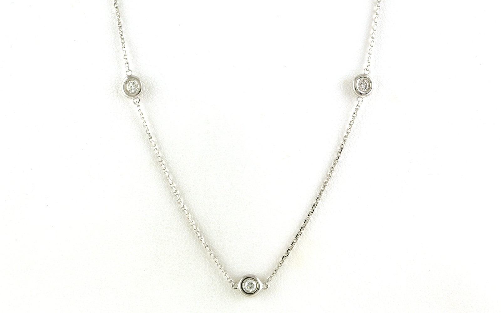 7-Stone Bezel-Set Diamond-by-the-Yard Station Necklace in White Gold (0.50cts TWT)