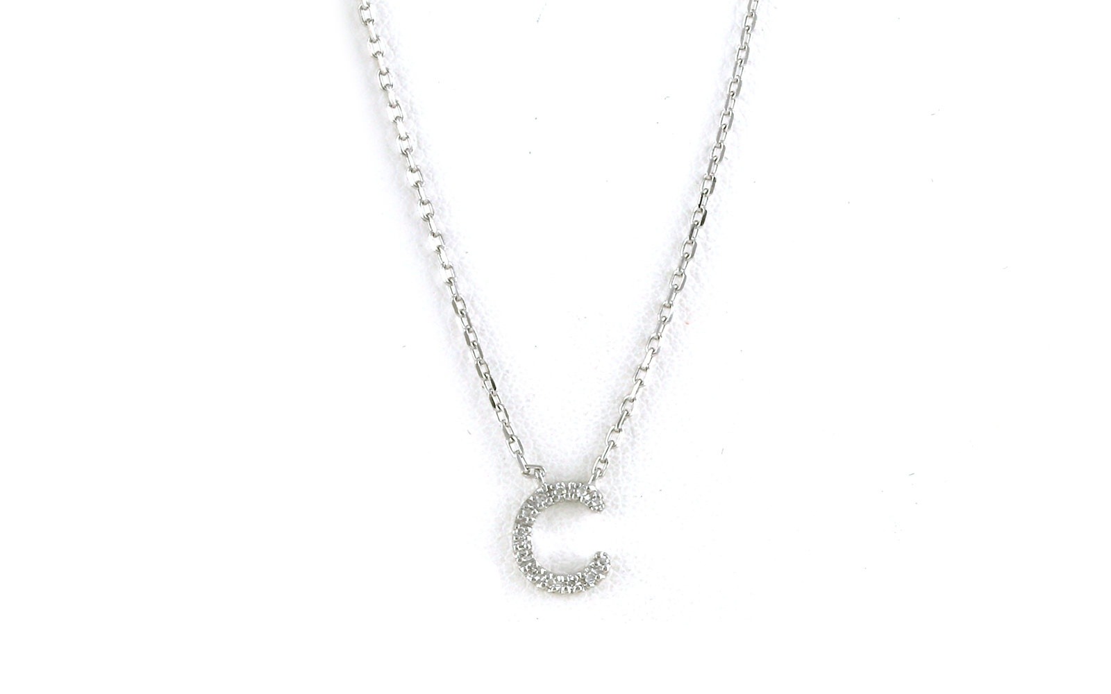 "C" Initial Diamond Necklace in Sterling Silver (0.04cts TWT)