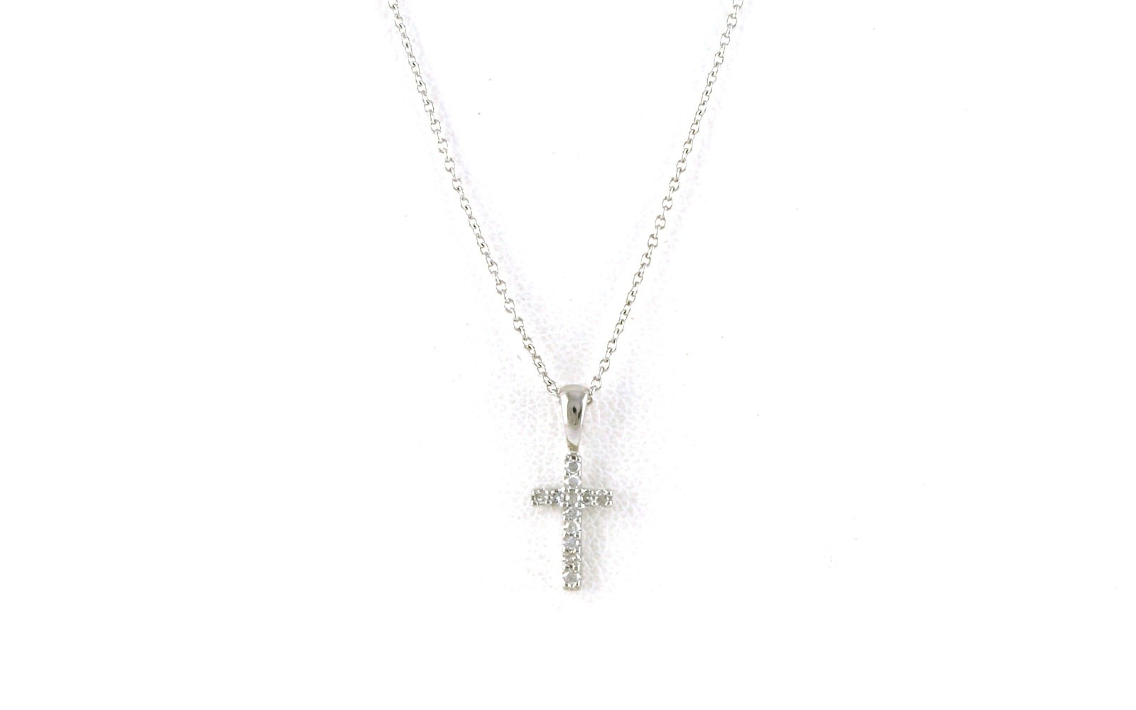 Petite Diamond Cross Necklace in White Gold (0.05cts TWT)