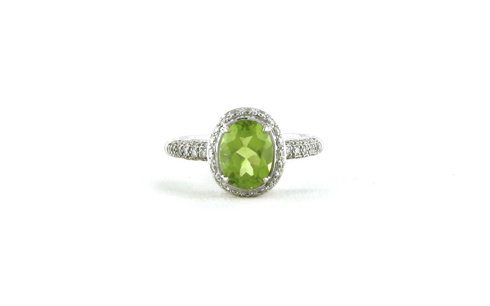 Estate Piece: Halo Oval Peridot and Diamond Ring in Yellow Gold (2.40cts TWT)