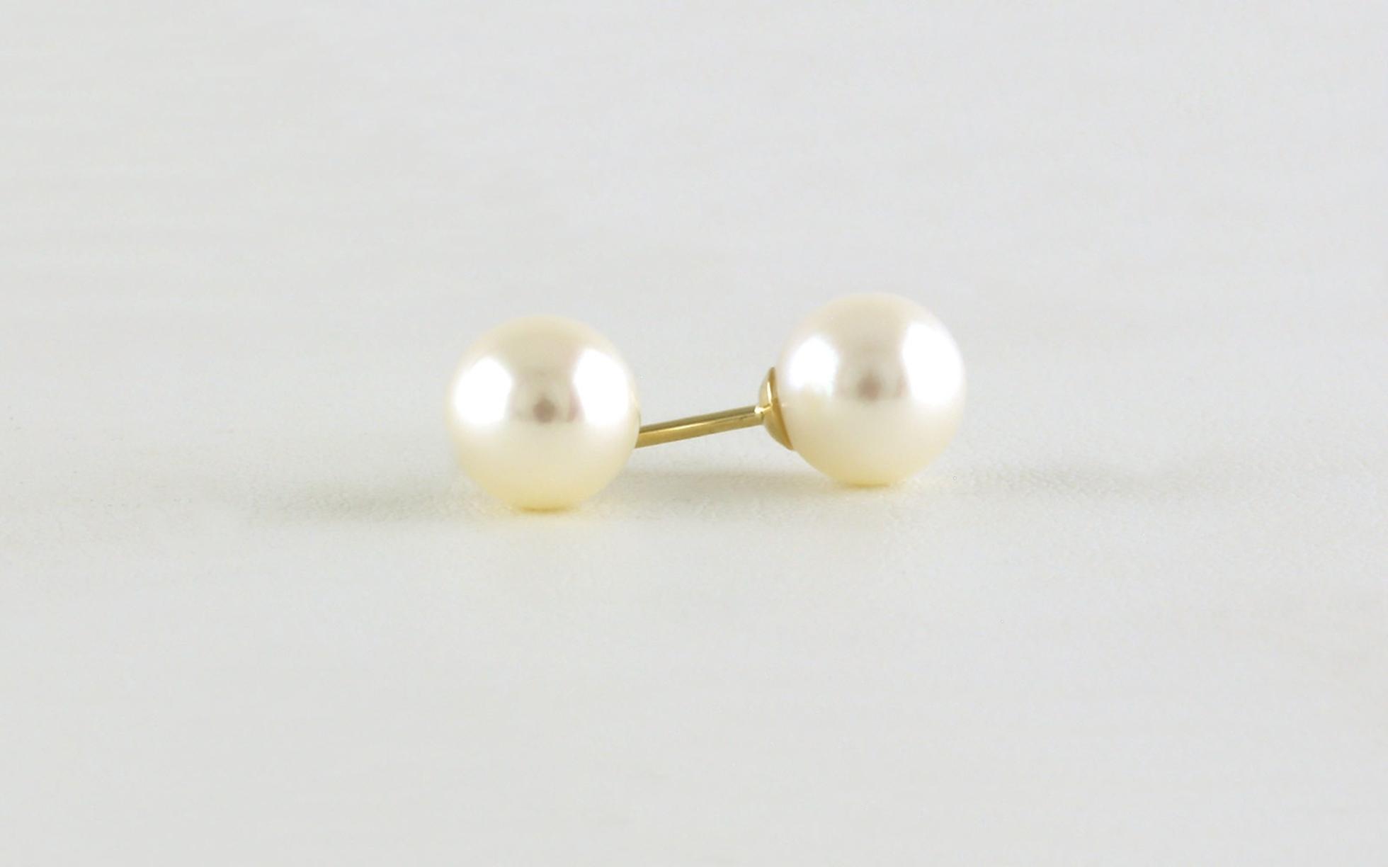 Freshwater Pearl Studs with White Gold Posts (6.50 - 7.00mm) side