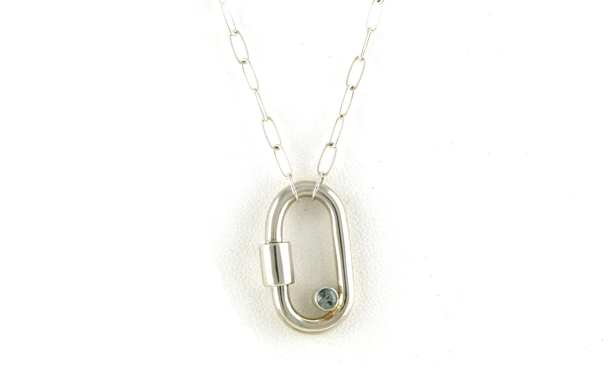 Carabiner with Bezel-set Montana Sapphire Necklace on Split Chain in Sterling Silver (0.13cts)
