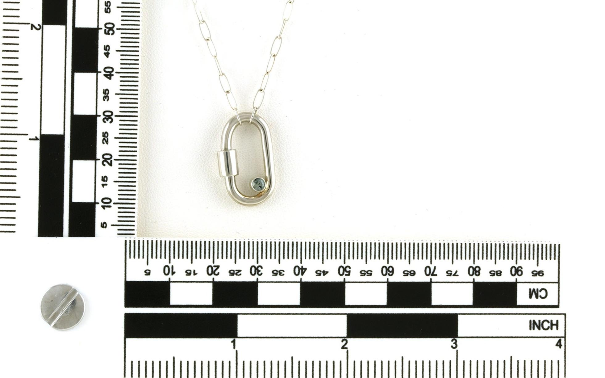 Carabiner with Bezel-set Montana Sapphire Necklace on Split Chain in Sterling Silver (0.13cts) scale