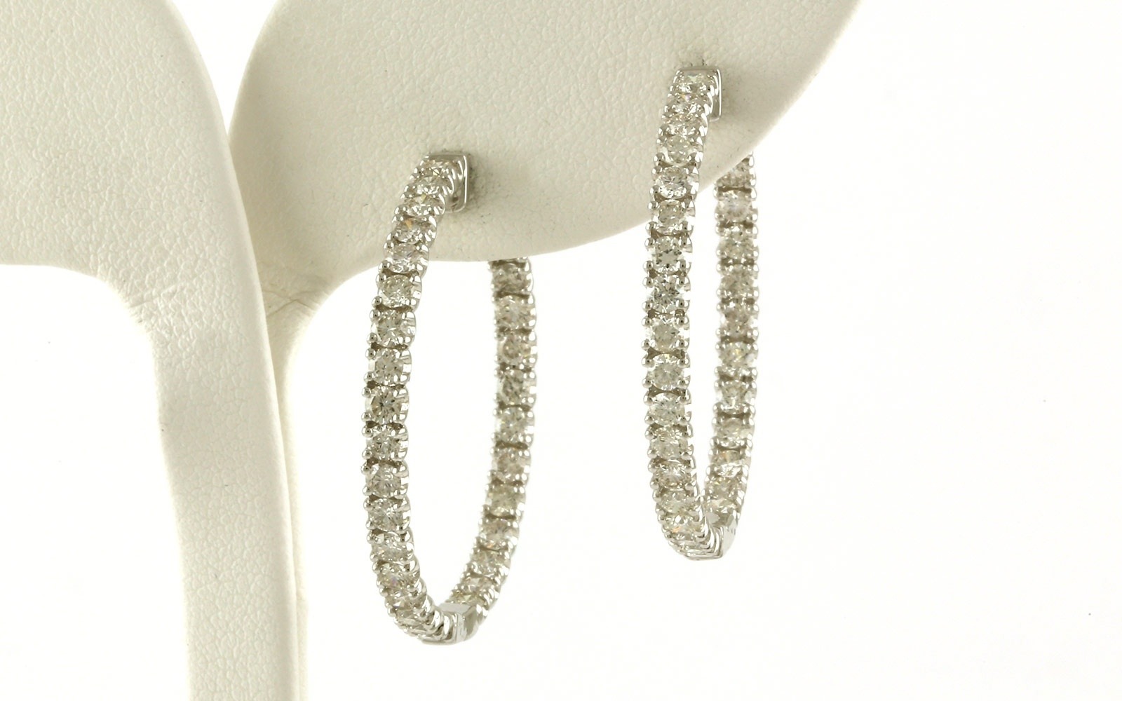 Inside Outside Pave Diamond Hoop Earrings in White Gold (3.00cts TWT)
