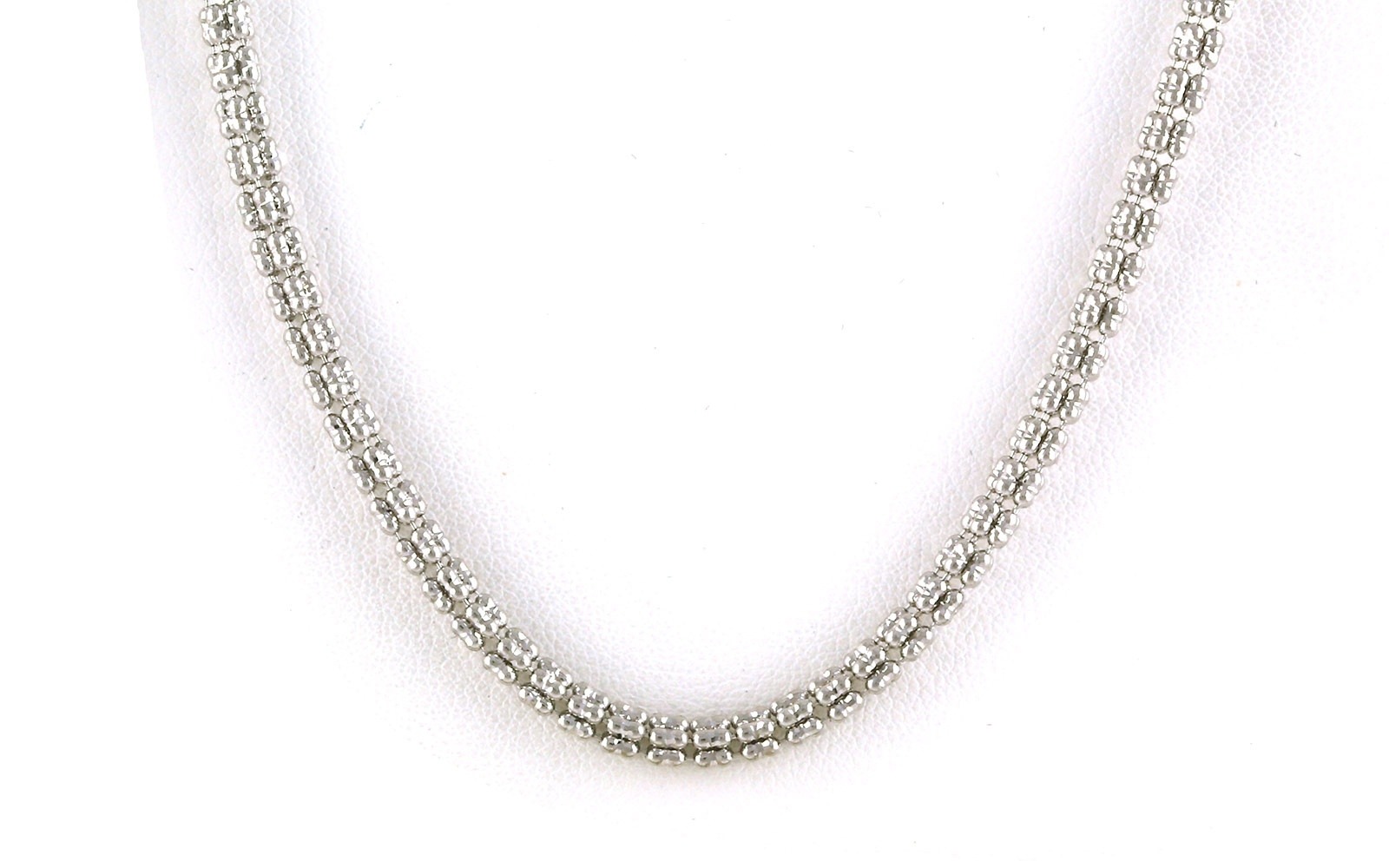 Fancy Link Chain Necklace with Iced Texture in White Gold