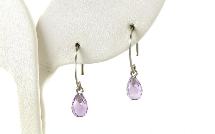 content/products/Mini Sweep Style Briolette Amethyst Dangle Earrings in White Gold