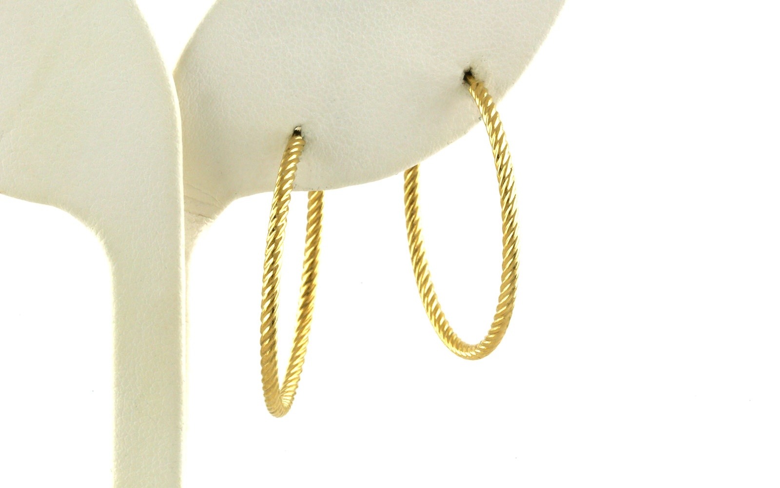 Twisted Texture Hollow Endless Hoop Earrings in Yellow Gold