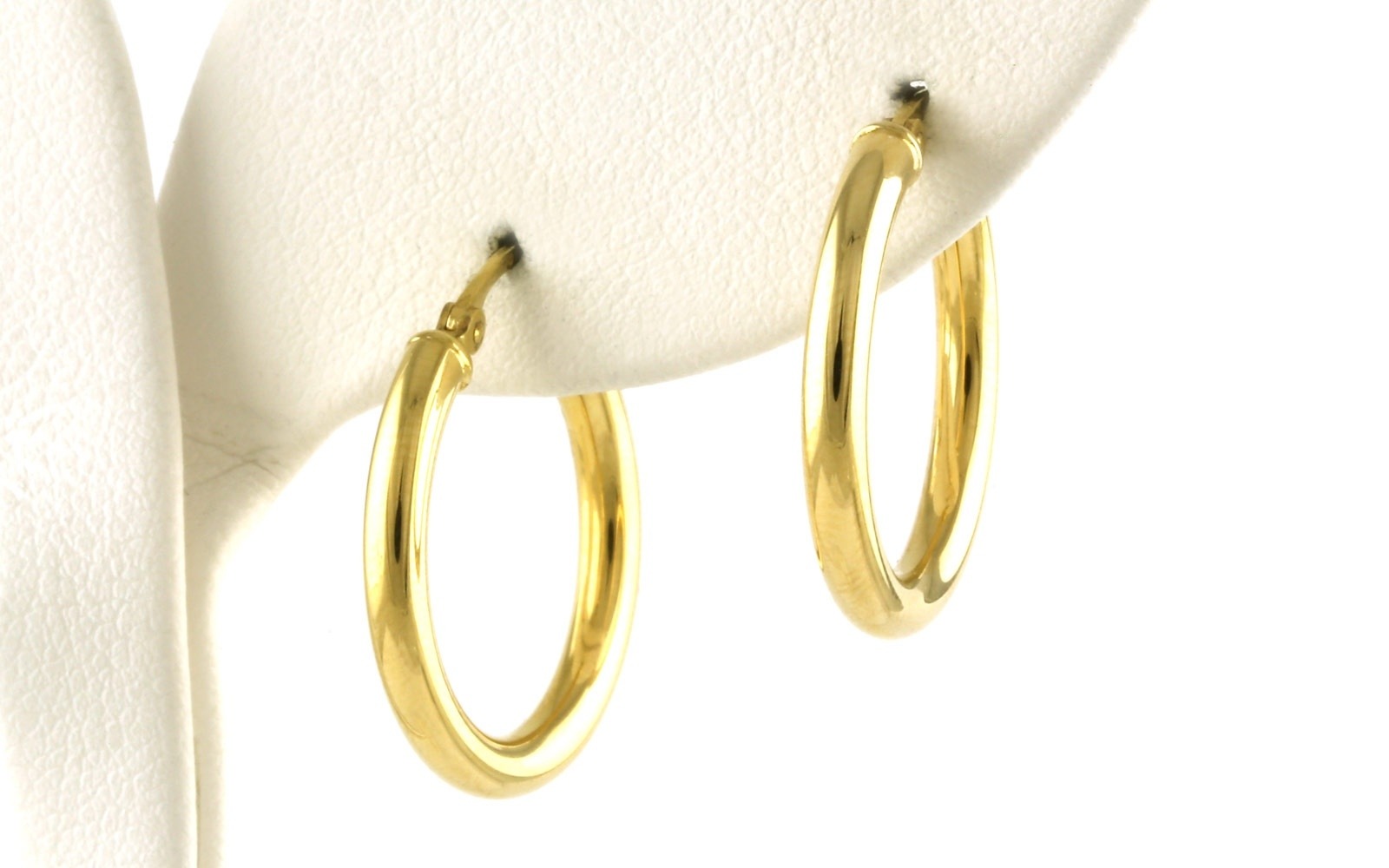 Hollow Hoop Earrings in Yellow Gold (2.5 x 20 mm)