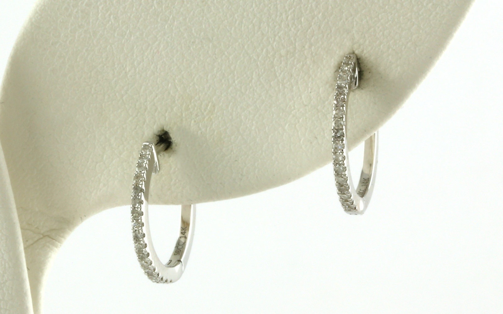 Pave Diamond Hoop Earrings in White Gold (0.10cts TWT)