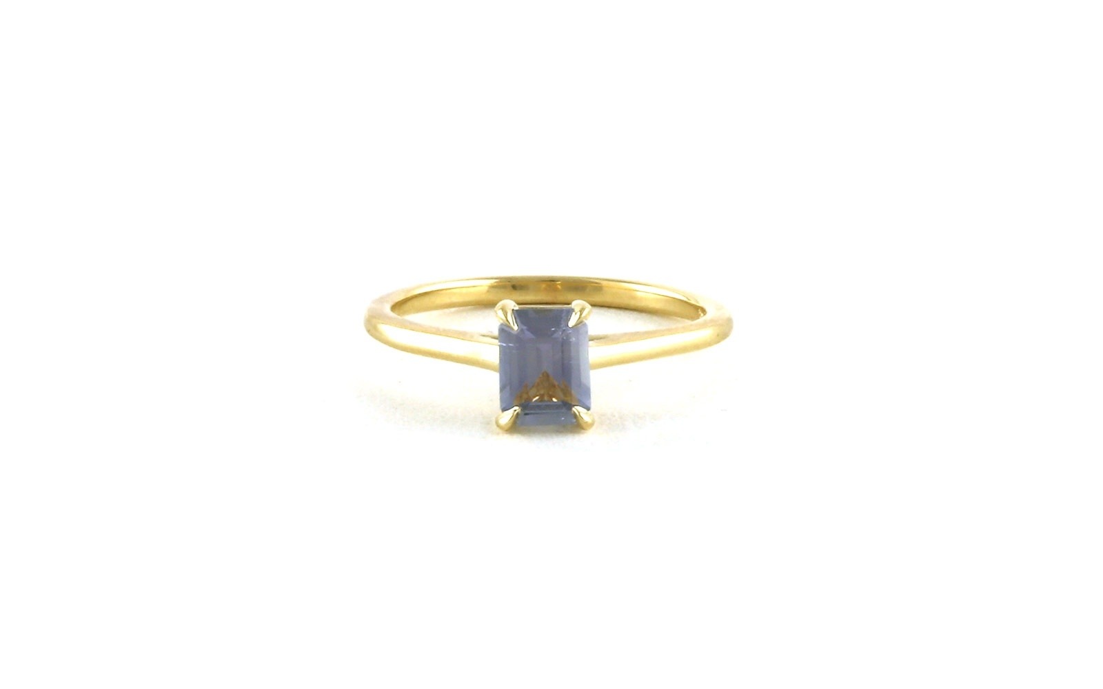 Solitaire-style Emerald-cut Pale Lavender-Grey Montana Sapphire Ring in Yellow Gold (0.81cts)