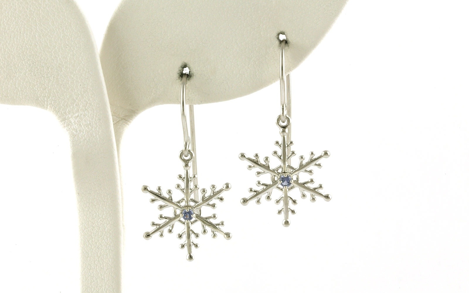 Snowflake Montana Yogo Sapphire Dangle Earrings in Sterling Silver (0.09cts TWT)