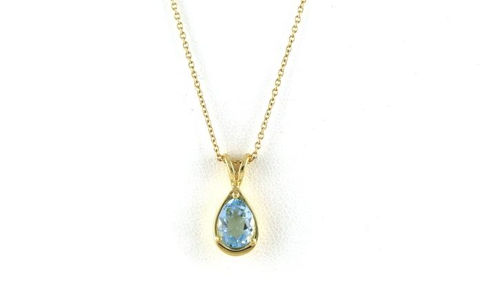 content/products/Estate Piece: Solitaire Pear-cut Aquamarine Necklace with Rabbit Ear Bail in Yellow Gold (1.50cts)