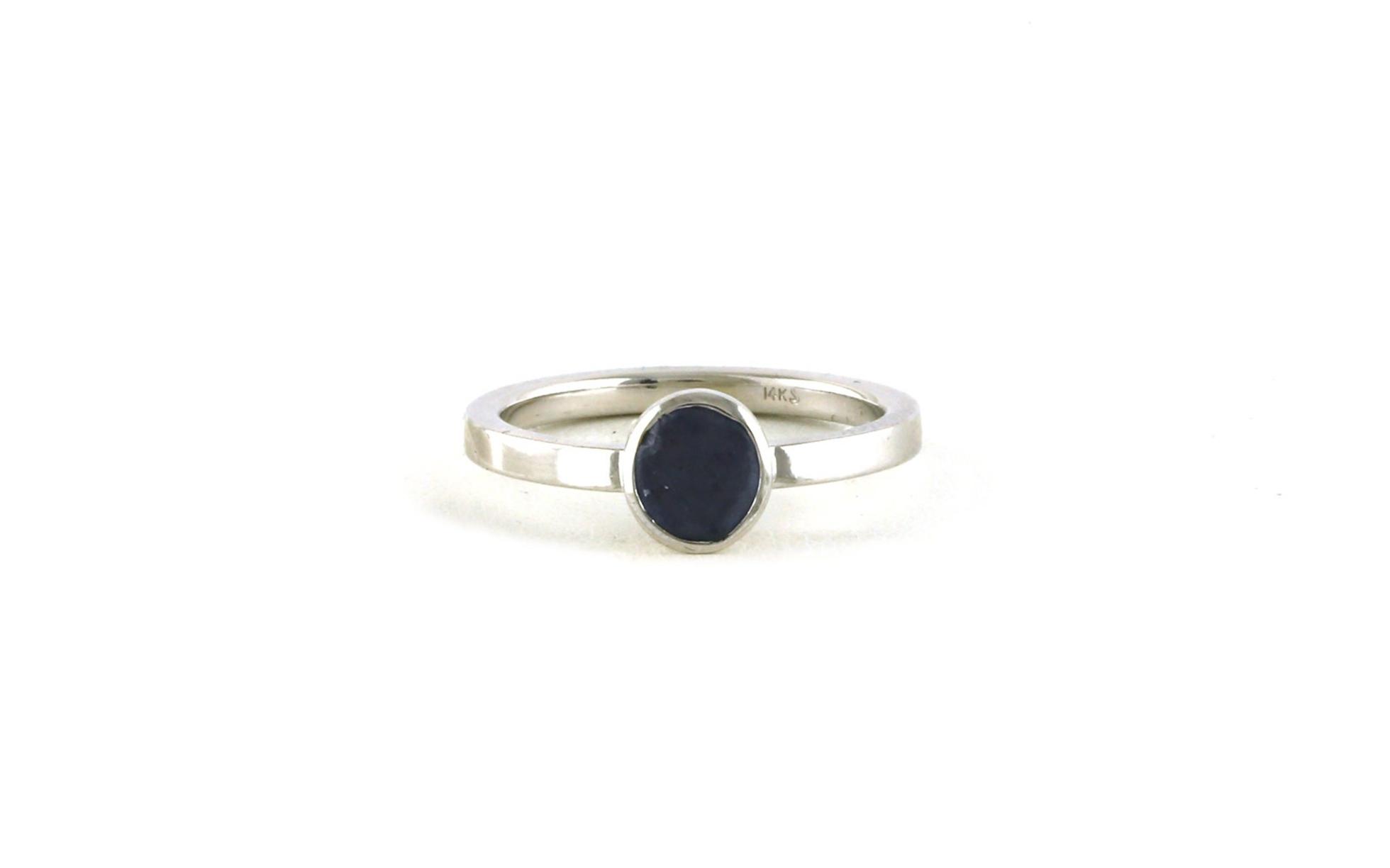 Bezel-set Raw Un-cut Montana Yogo Sapphire Ring in White Gold (0.92cts TWT)