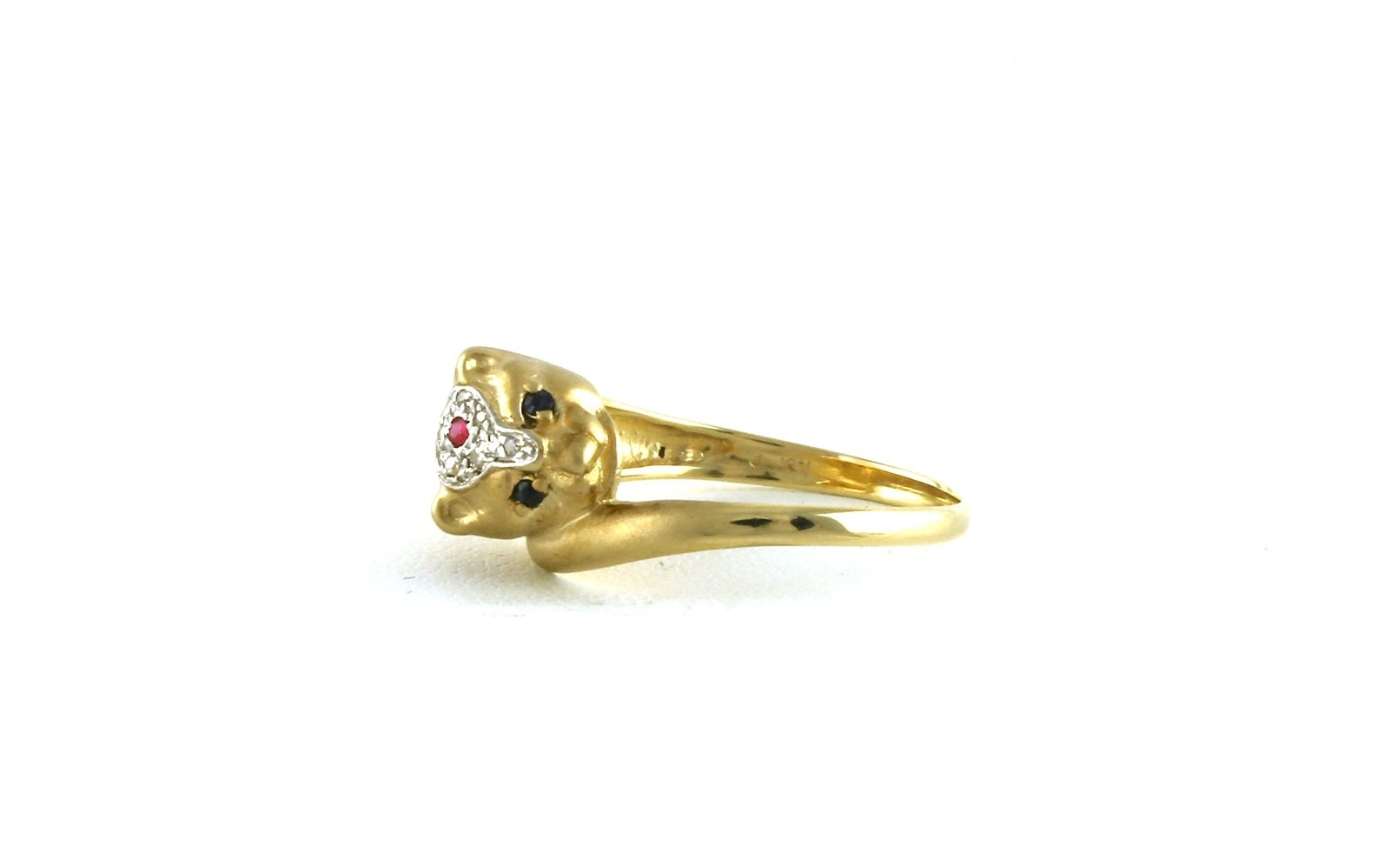 Estate Piece: Cat Diamond, Ruby, and Sapphire Ring in Yellow Gold (0.08CTS TWT) Side