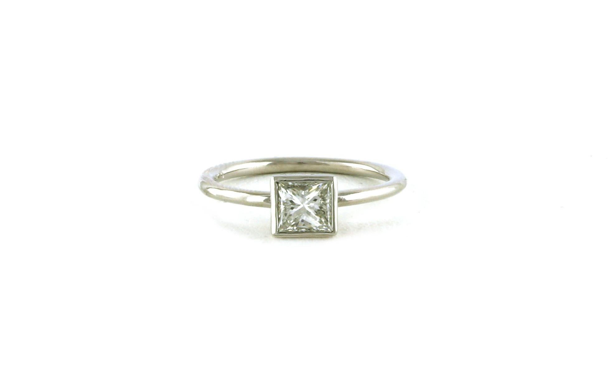 Estate Piece: Solitaire Bezel-set Princess-cut Diamond Ring in Platinum (0.50cts)