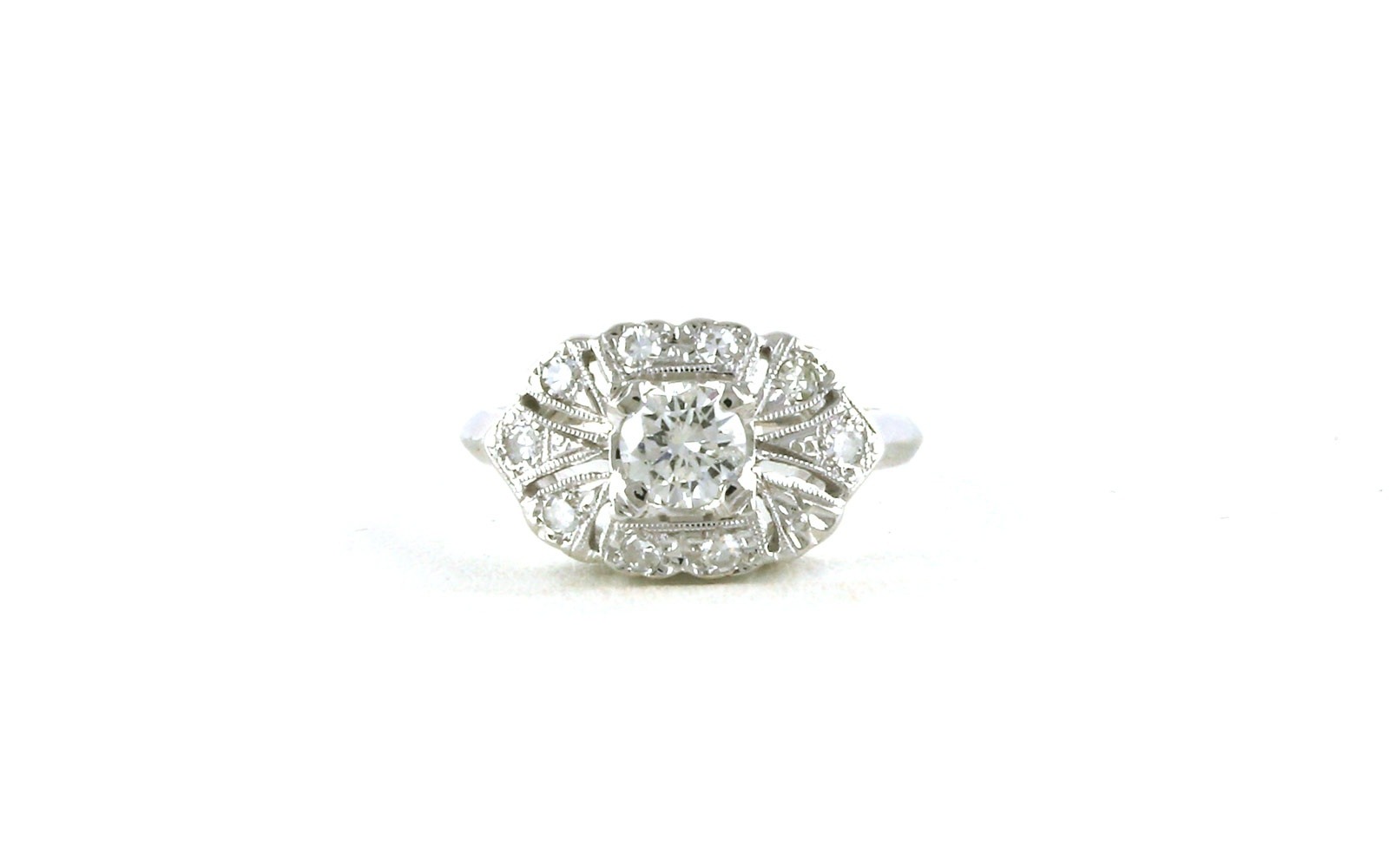 Estate Piece: Vintage Filigree-style Diamond Cluster Ring in White Gold (0.60cts TWT)