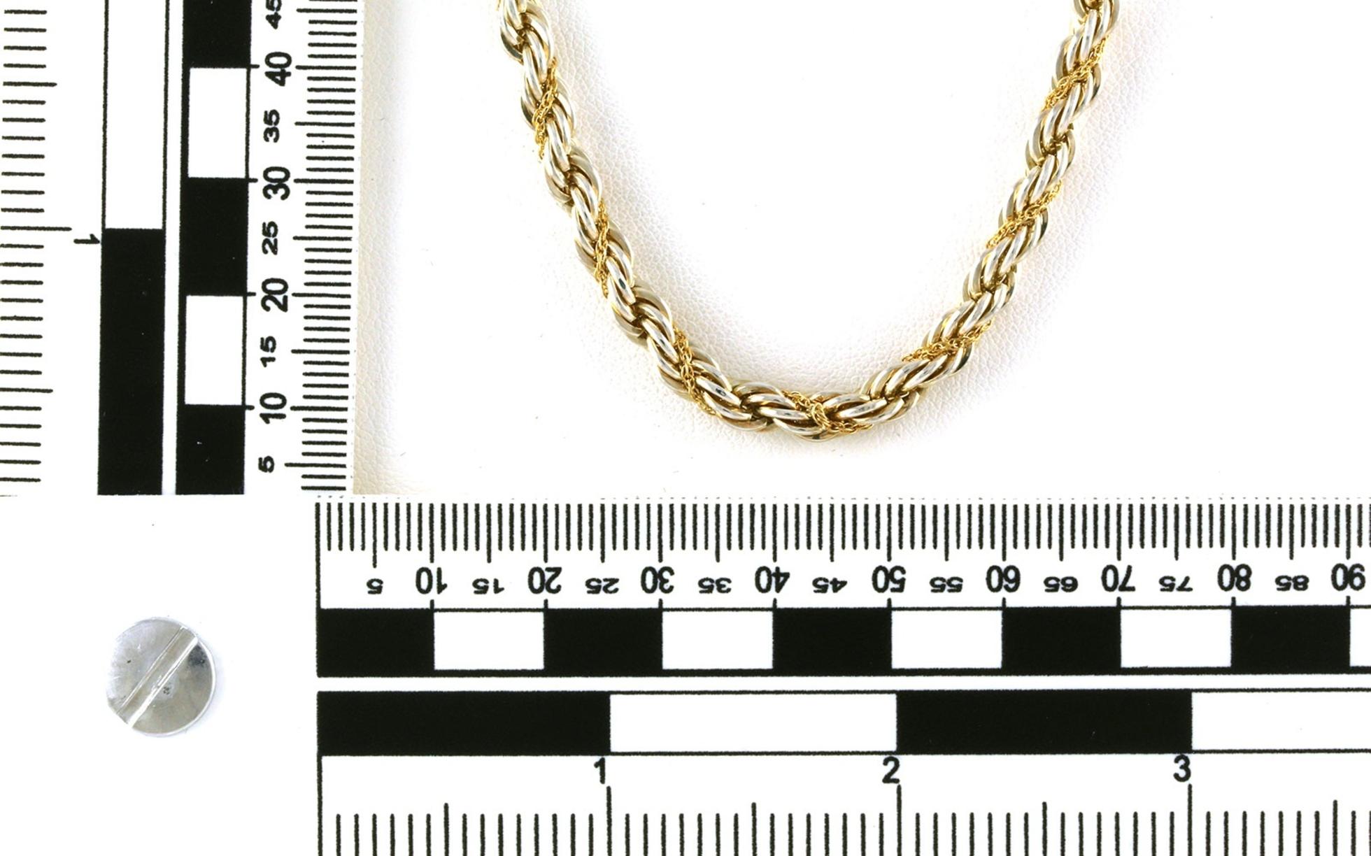 Estate Piece: Tiffany & Co. Twisted Rope Chain Necklace in Two-tone Sterling Silver and Yellow Gold scale