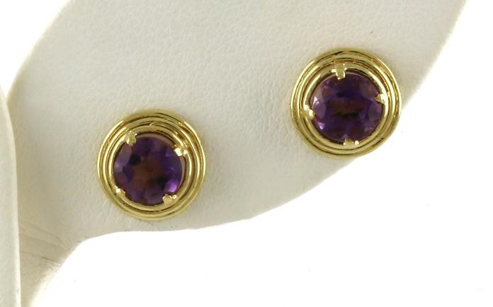content/products/Estate Piece: Amethyst Triple Circle Stud Earrings in Yellow Gold
