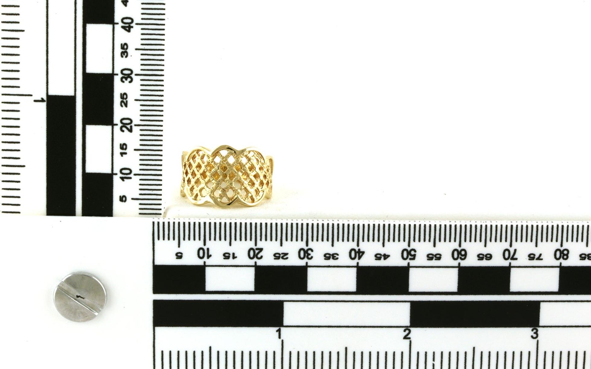 Estate Piece: Wide Lattice Ring in Yellow Gold scale