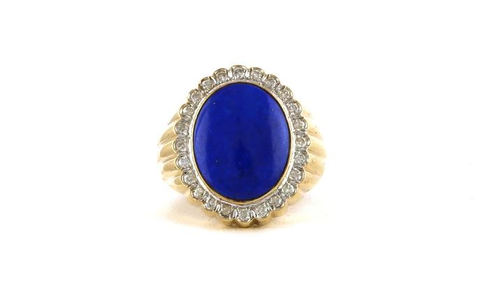 content/products/Estate Piece: Oval Halo-style Blue Lapis and Diamond Cocktail Ring in Yellow Gold