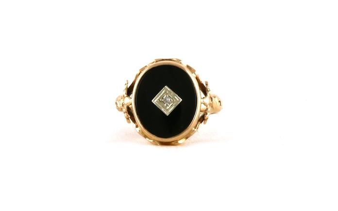content/products/Estate Piece: Oval Onyx and In-set Diamond Cocktail Ring in Rose Gold