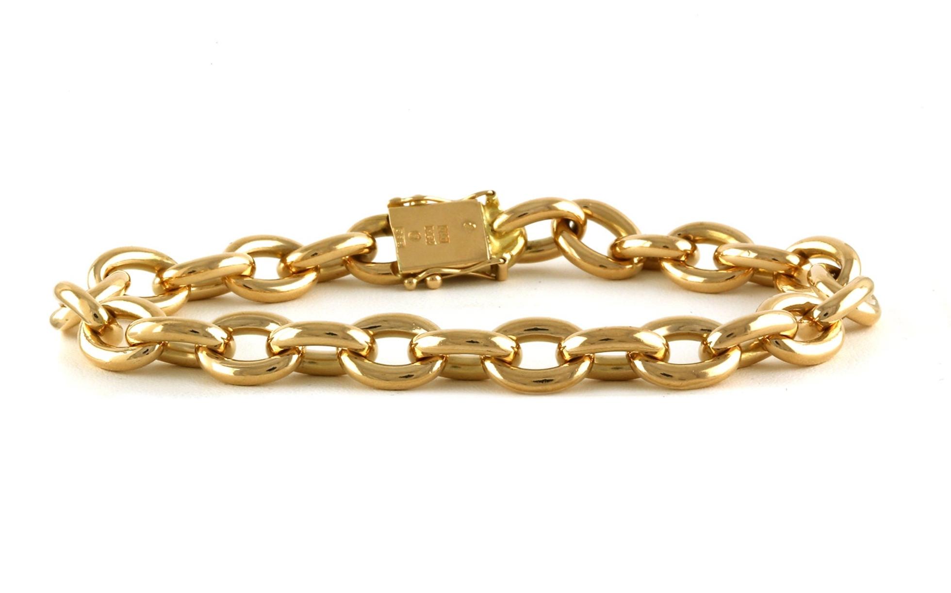 Estate Piece: Solid Oval Cable Link Bracelet in Yellow Gold