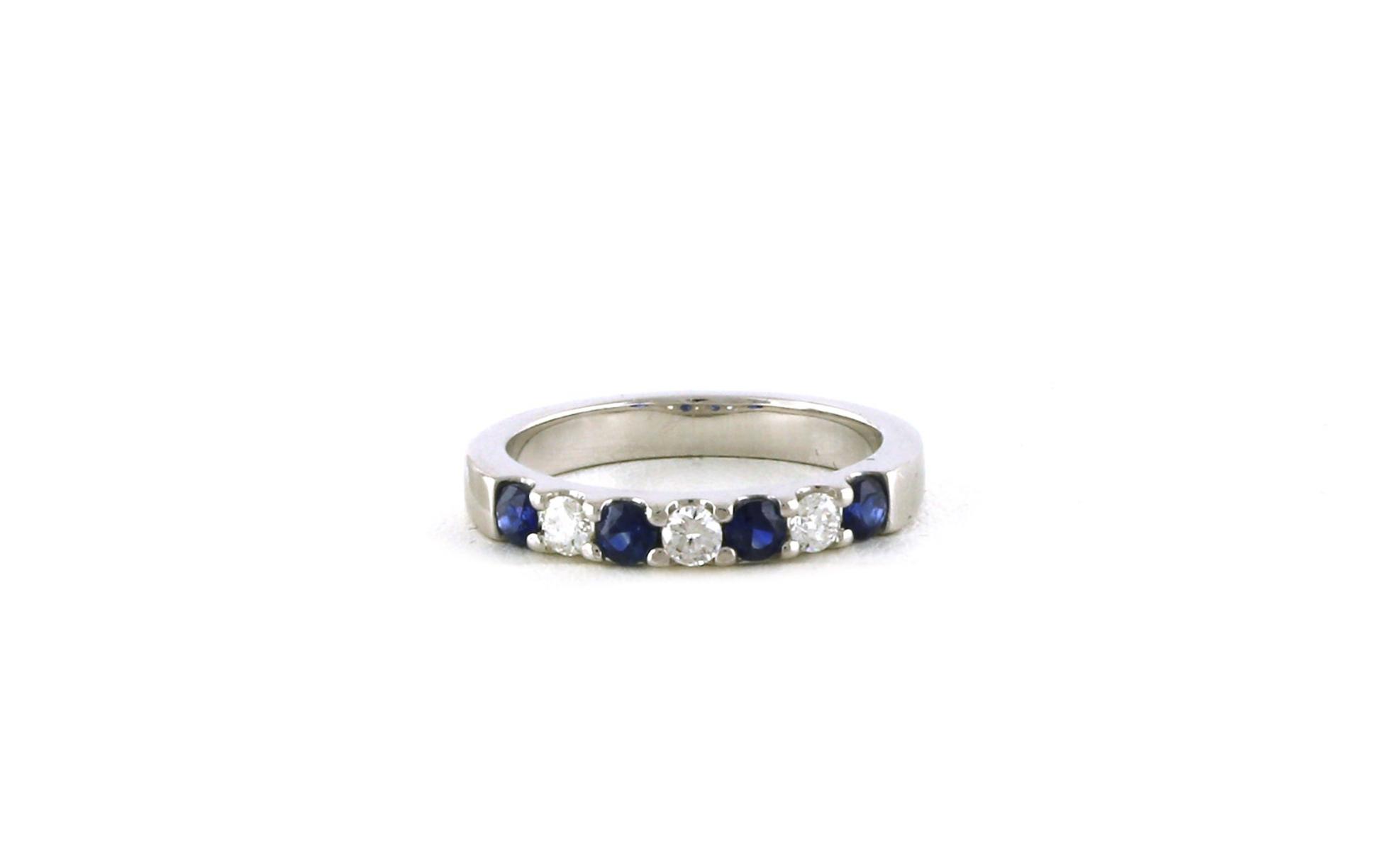 Estate Piece: Alternating Sapphire and Diamond Ring in White Gold (0.56cts TWT)