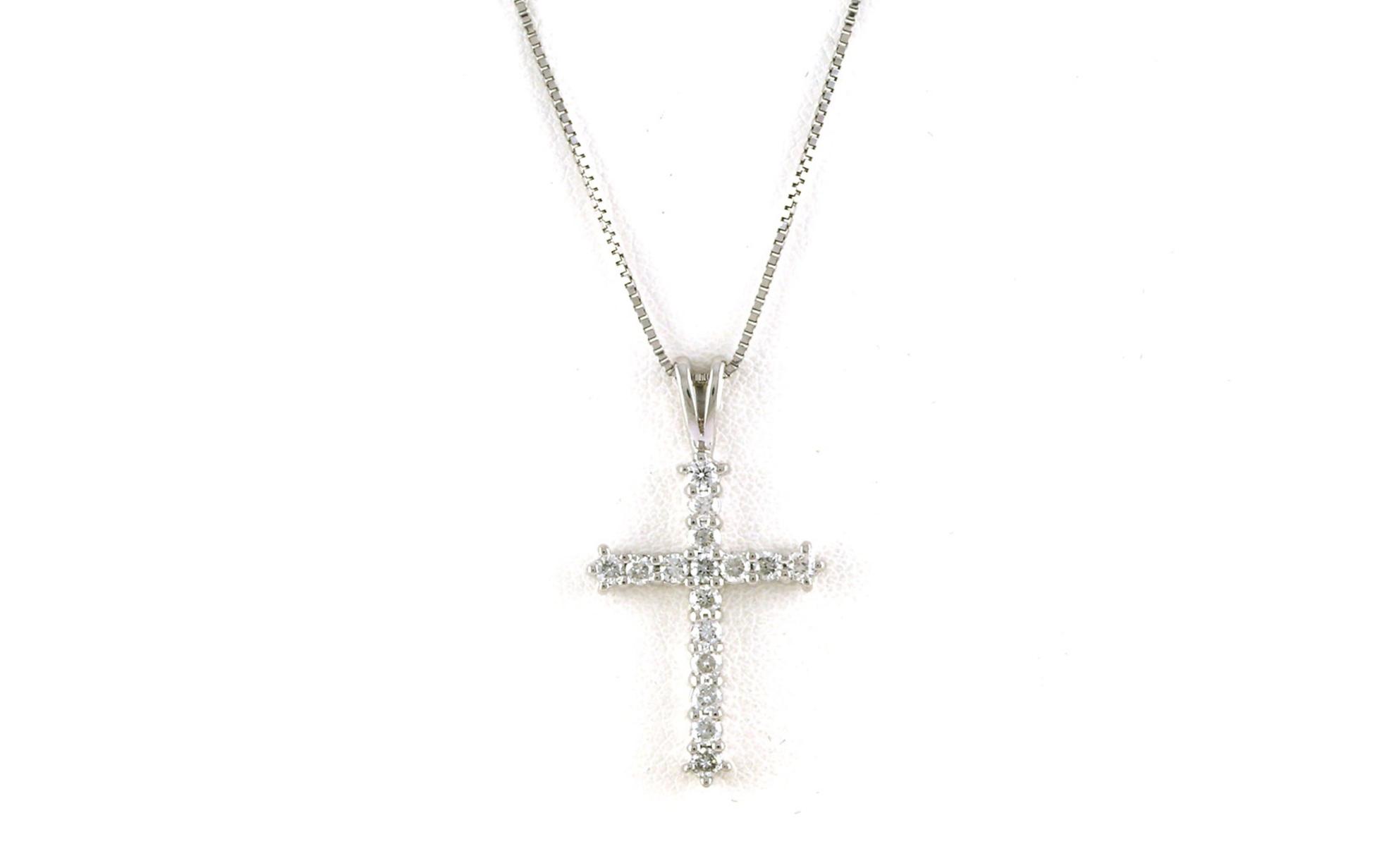 Estate Piece: Diamond Cross Necklace in White Gold (0.50cts TWT)