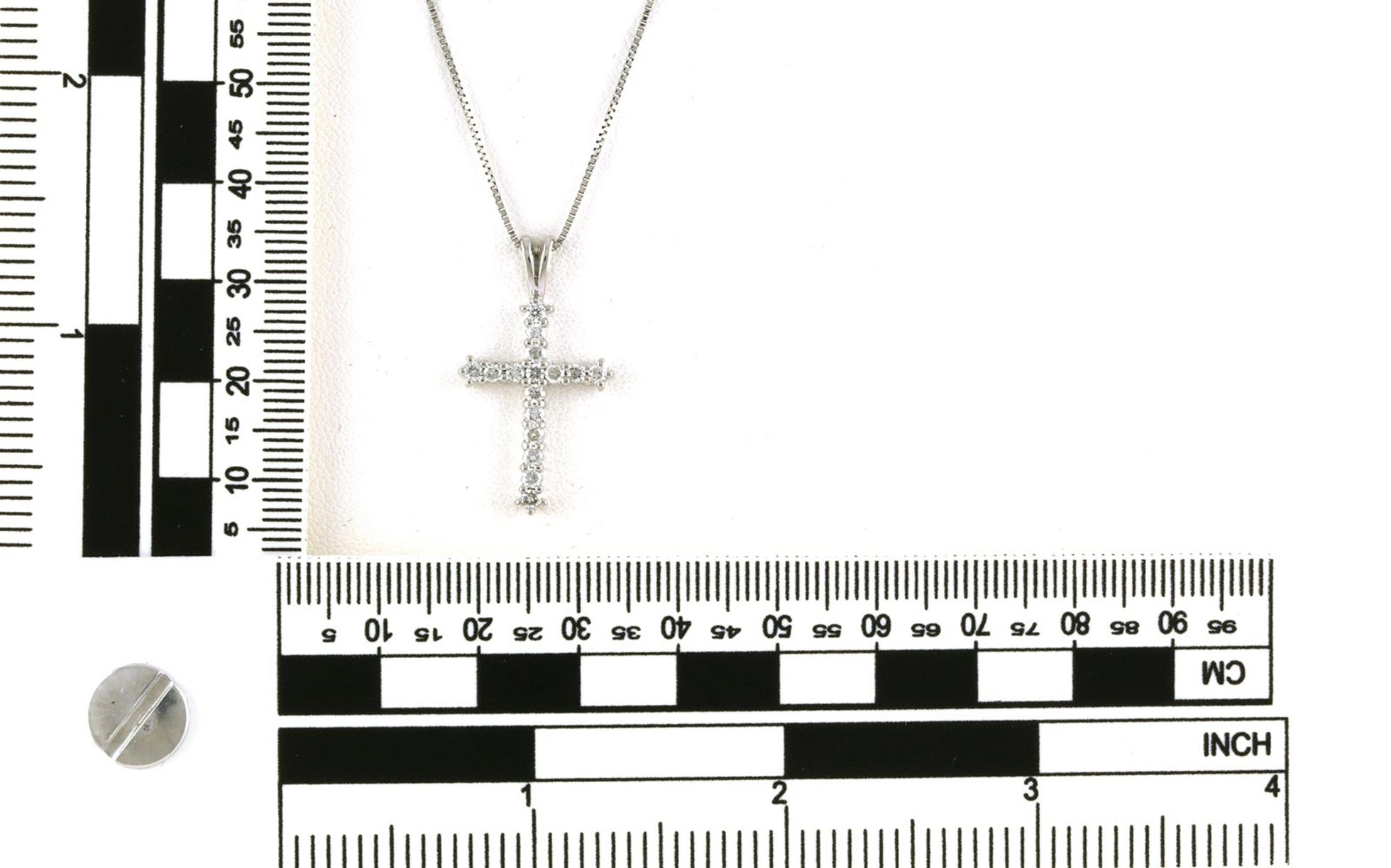 Estate Piece: Diamond Cross Necklace in White Gold (0.50cts TWT) scale