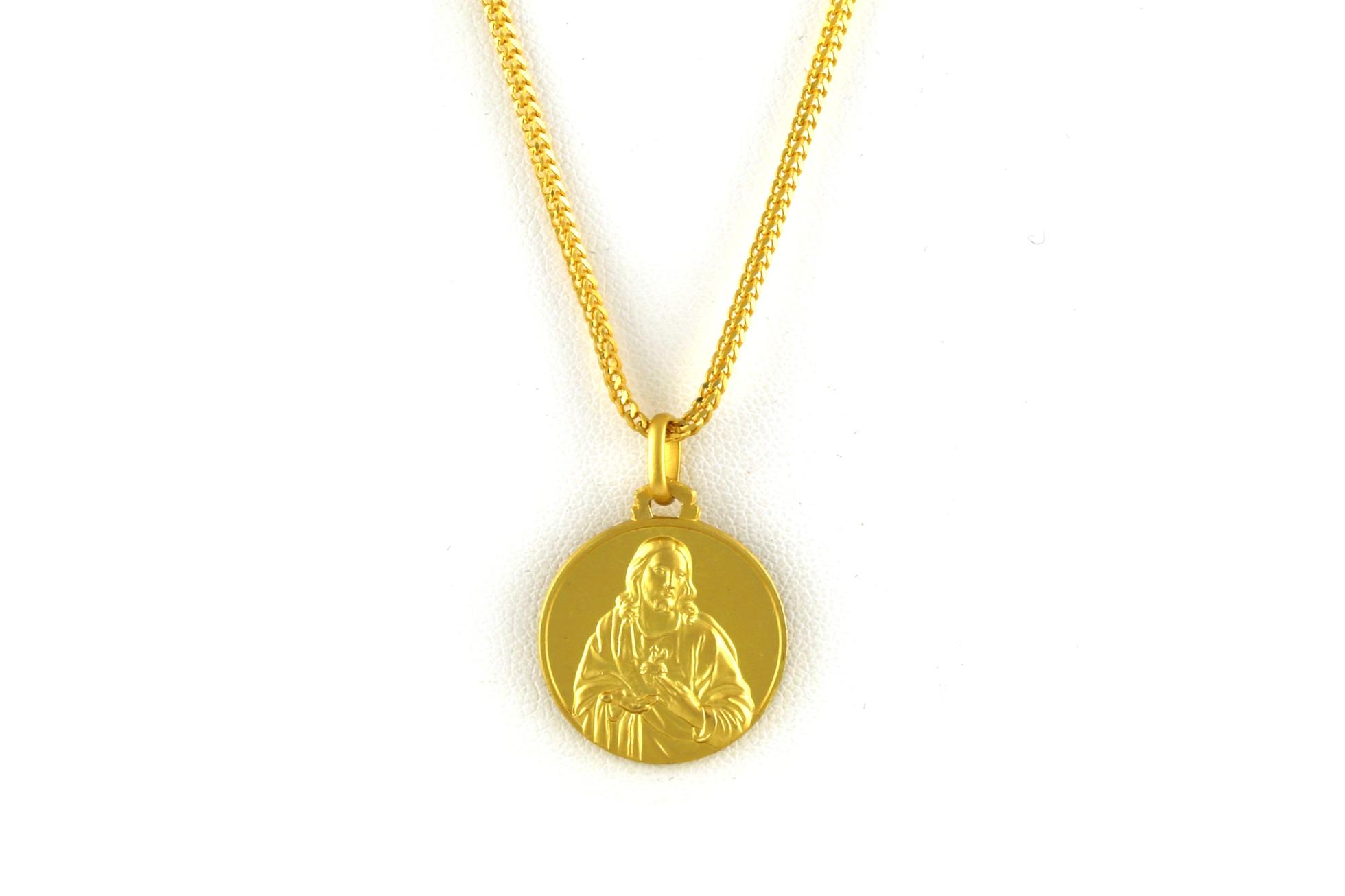 Estate Piece: Reversible Jesus Pendant or Necklace in Yellow Gold