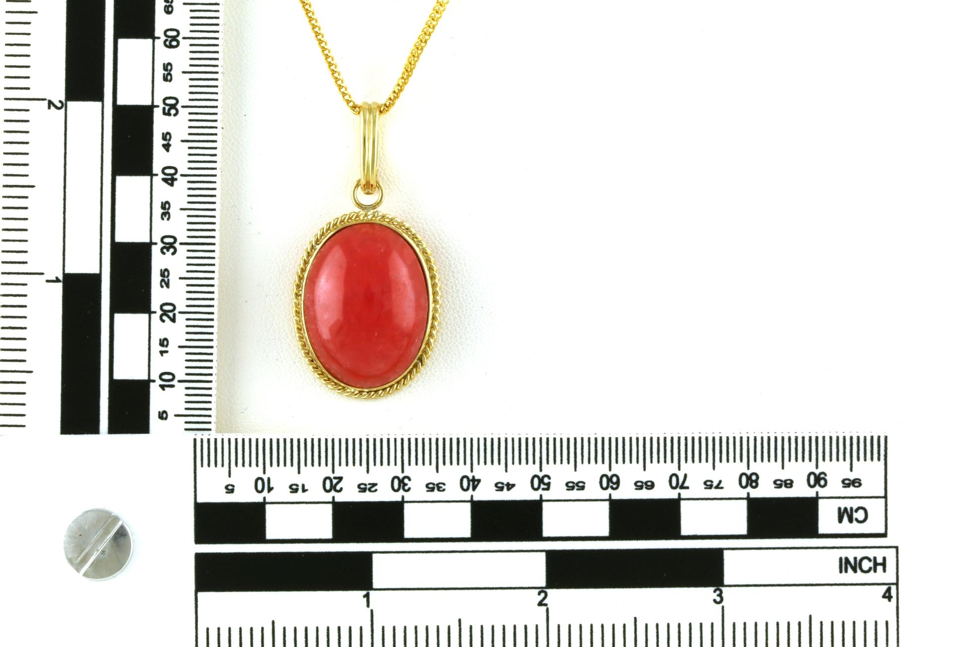 Estate Piece: Cabochon Jade Oval Pendant with Rope Detail in Yellow Gold