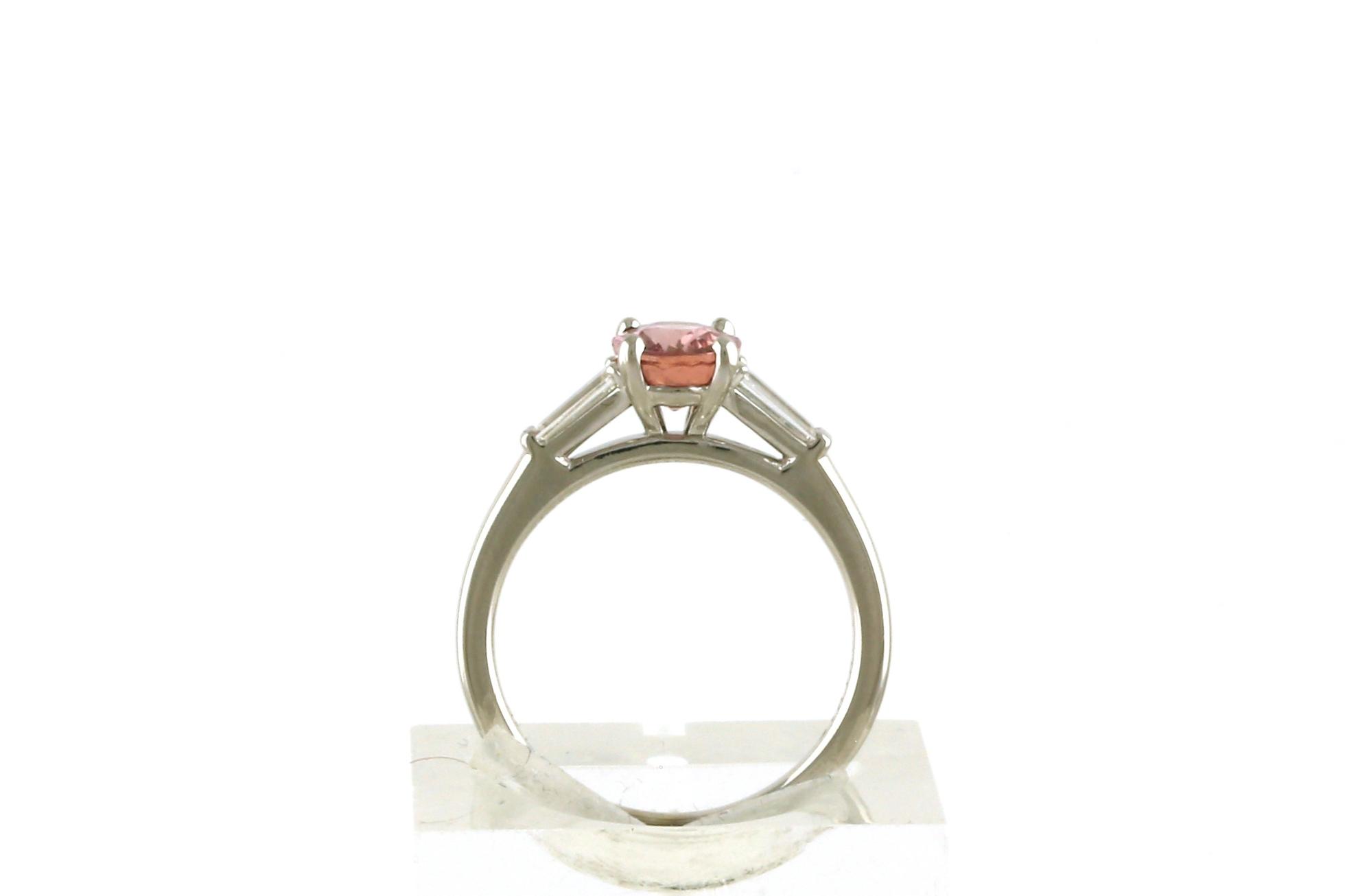 Pink Sapphire Art Deco Fashion Ring with Diamonds in White Gold (2.05twt)